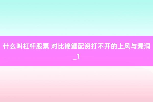 什么叫杠杆股票 对比锦鲤配资打不开的上风与漏洞_1